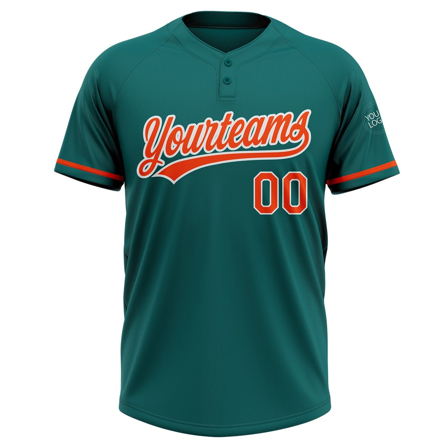 Custom Teal Orange-White Two-Button Unisex Softball Jersey Limited