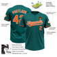 Custom Teal Orange-White Two-Button Unisex Softball Jersey Limited