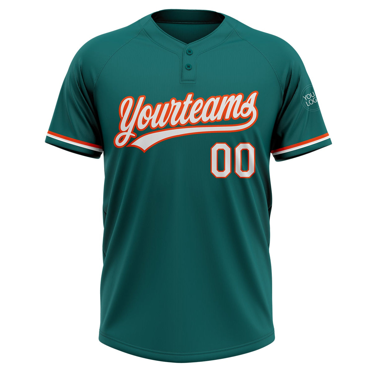 Custom Teal White-Orange Two-Button Unisex Softball Jersey Limited