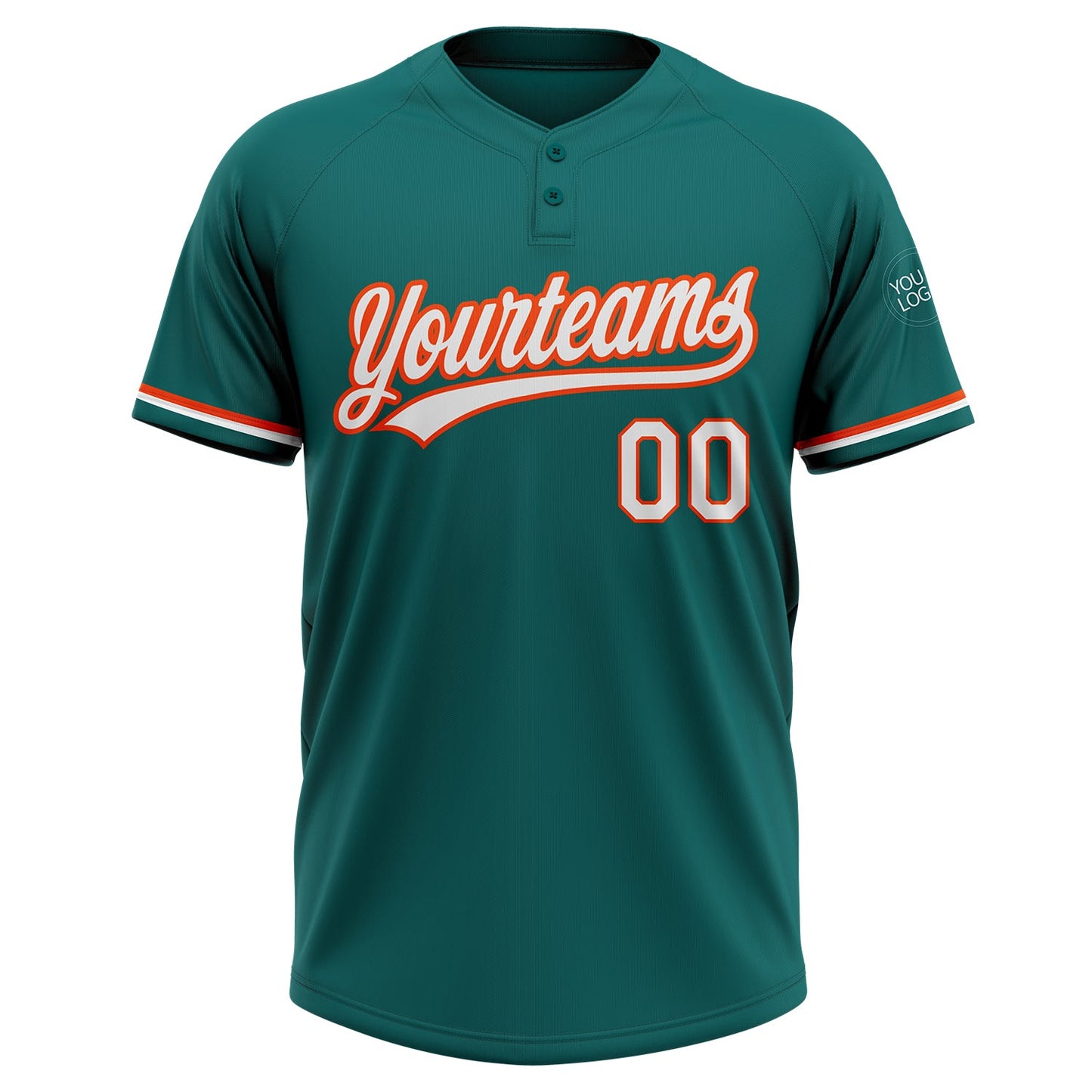 Custom Teal White-Orange Two-Button Unisex Softball Jersey Limited