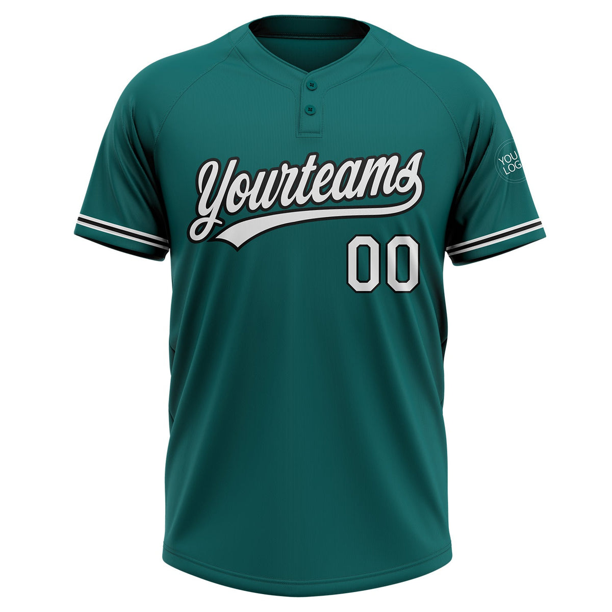 Custom Teal White-Black Two-Button Unisex Softball Jersey Limited