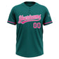 Custom Teal Pink-White Two-Button Unisex Softball Jersey Limited