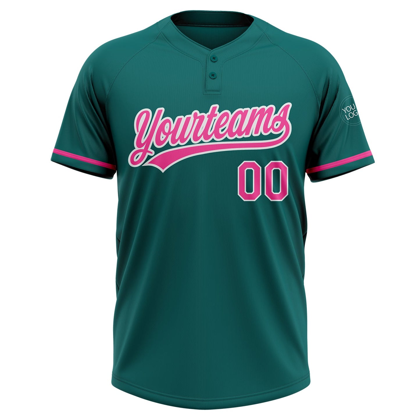 Custom Teal Pink-White Two-Button Unisex Softball Jersey Limited
