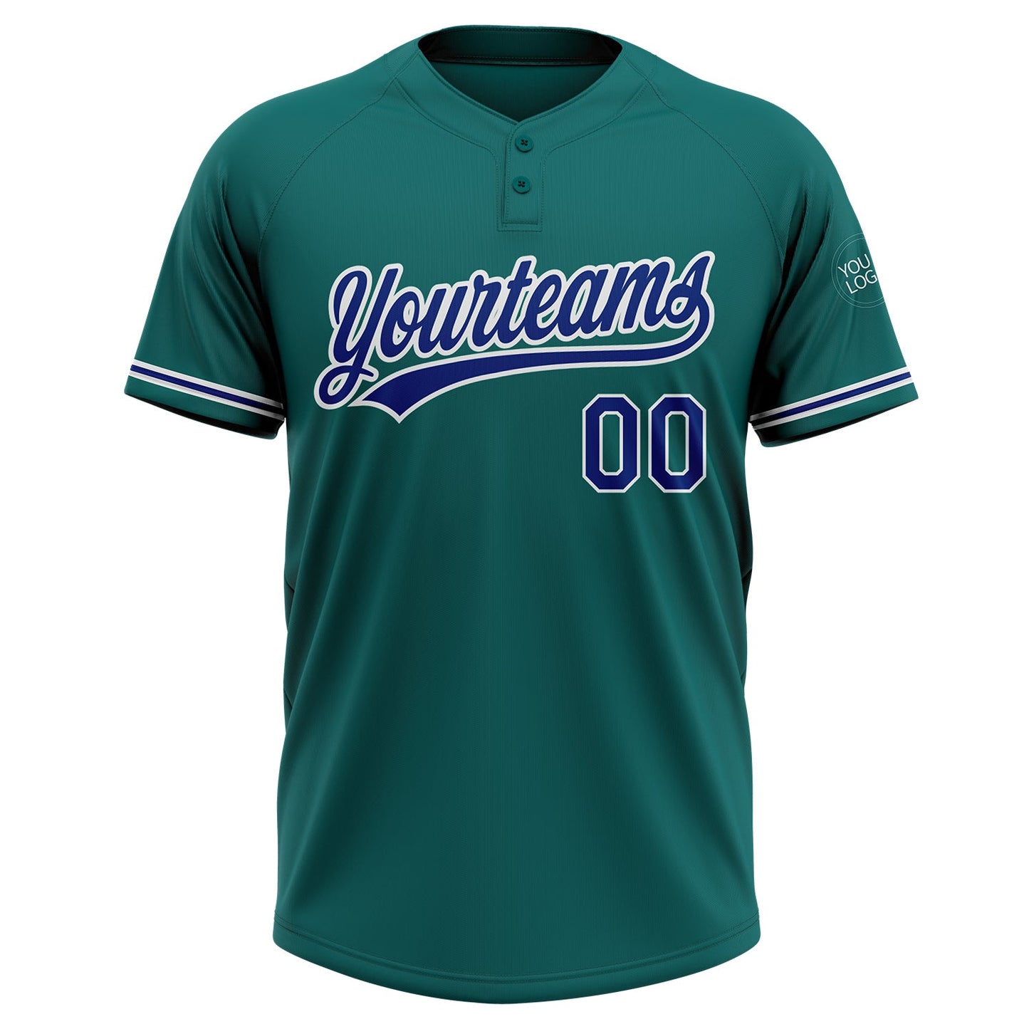 Custom Teal Royal-White Two-Button Unisex Softball Jersey Limited