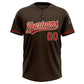 Custom Brown Red-Cream Two-Button Unisex Softball Jersey Limited