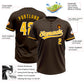Custom Brown Gold-White Two-Button Unisex Softball Jersey Limited