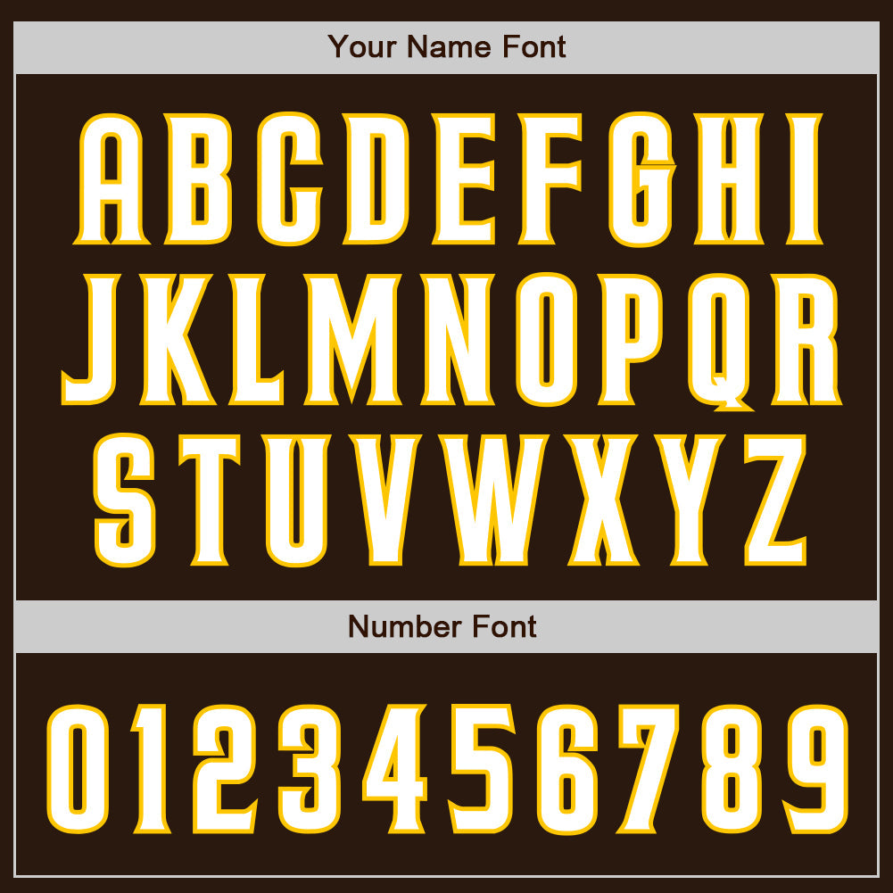 Custom Brown White-Yellow Two-Button Unisex Softball Jersey Limited