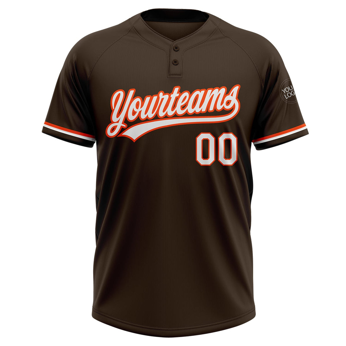 Custom Brown White-Orange Two-Button Unisex Softball Jersey Limited
