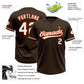 Custom Brown White-Orange Two-Button Unisex Softball Jersey Limited