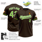 Custom Brown Neon Green-White Two-Button Unisex Softball Jersey Limited