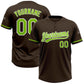 Custom Brown Neon Green-White Two-Button Unisex Softball Jersey