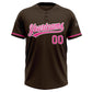 Custom Brown Pink-White Two-Button Unisex Softball Jersey Limited