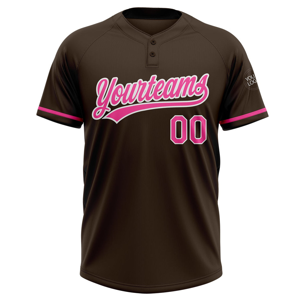 Custom Brown Pink-White Two-Button Unisex Softball Jersey Limited