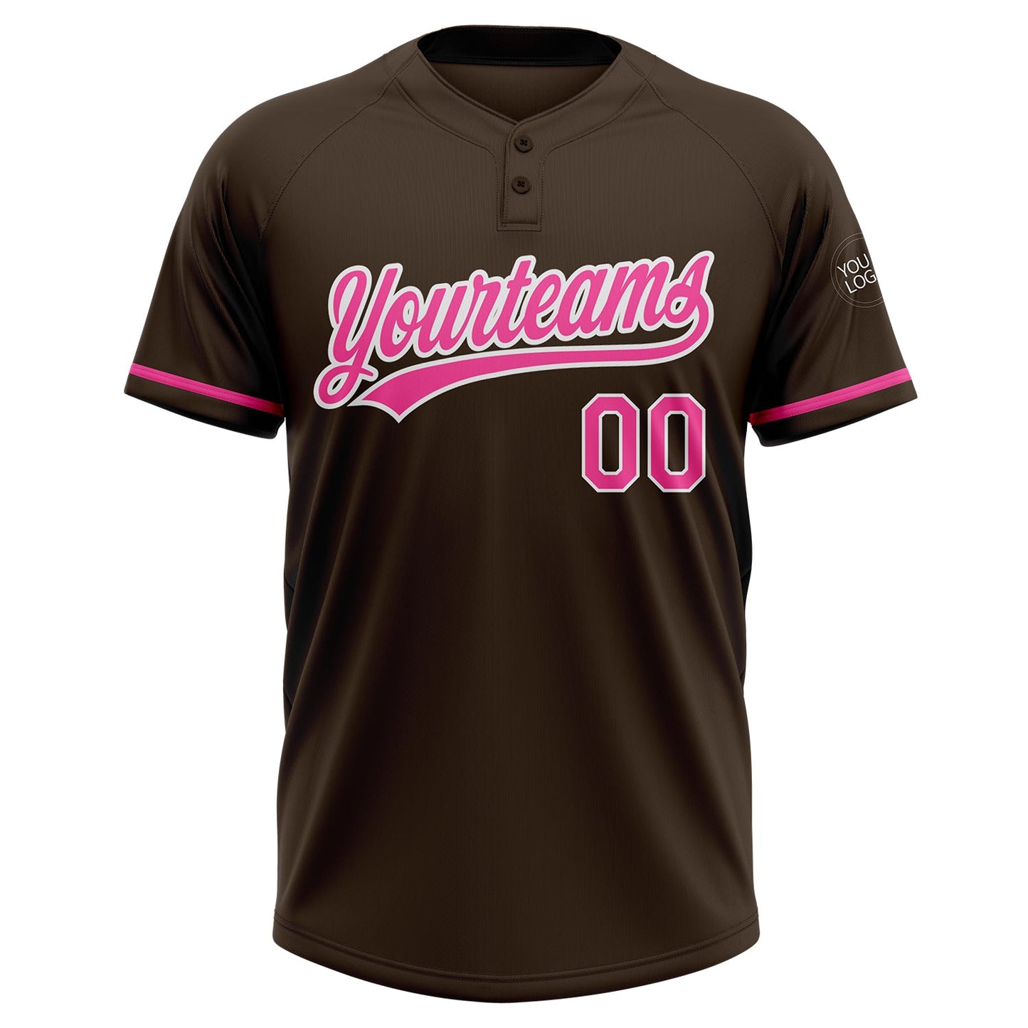 Custom Brown Pink-White Two-Button Unisex Softball Jersey Limited