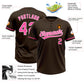Custom Brown Pink-White Two-Button Unisex Softball Jersey Limited