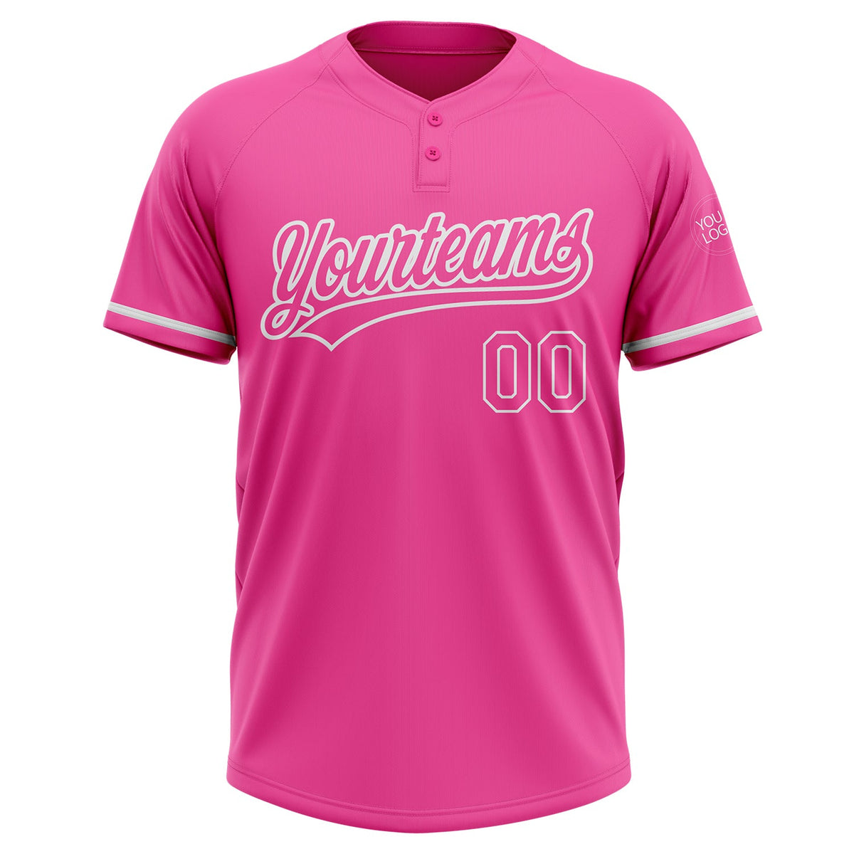 Custom Pink White Two-Button Unisex Softball Jersey Limited