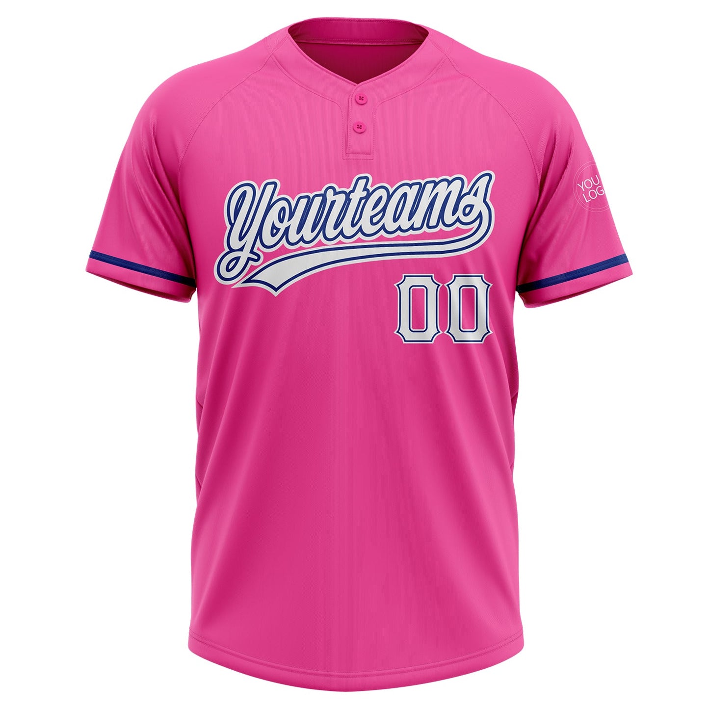 Custom Pink White-Royal Two-Button Unisex Softball Jersey Limited