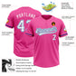 Custom Pink White-Royal Two-Button Unisex Softball Jersey Limited