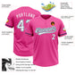 Custom Pink White-Navy Two-Button Unisex Softball Jersey Limited