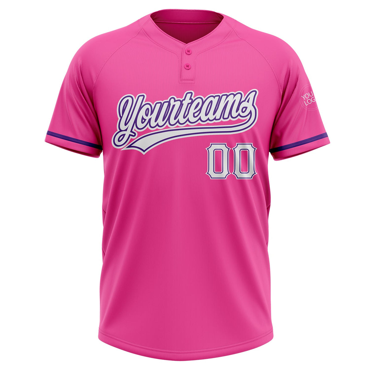 Custom Pink White-Purple Two-Button Unisex Softball Jersey Limited