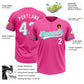 Custom Pink White-Teal Two-Button Unisex Softball Jersey Limited