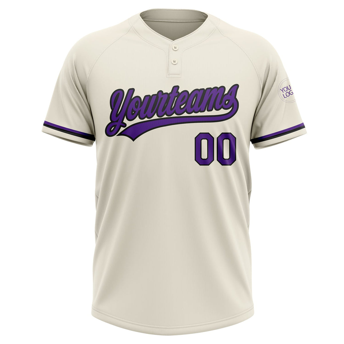 Custom Cream Purple-Black Two-Button Unisex Softball Jersey Limited