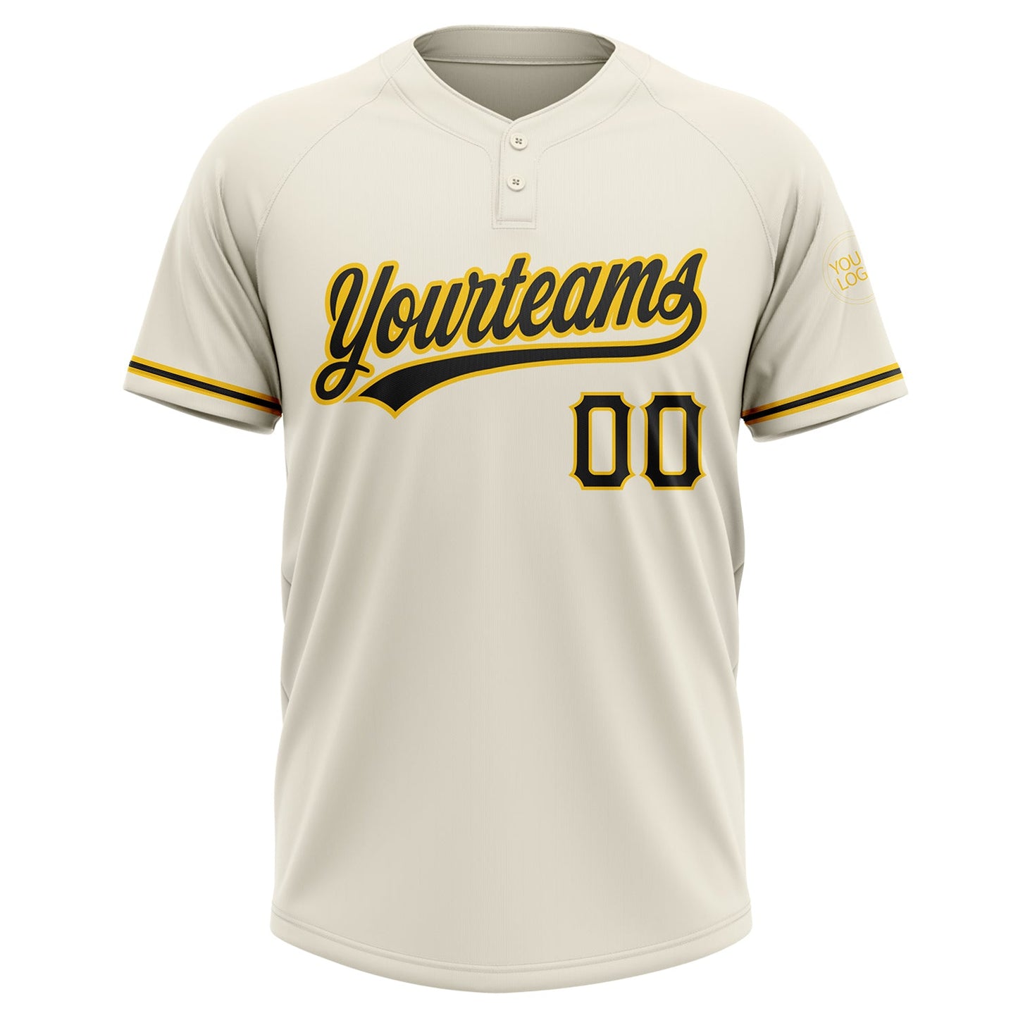 Custom Cream Black-Yellow Two-Button Unisex Softball Jersey Limited