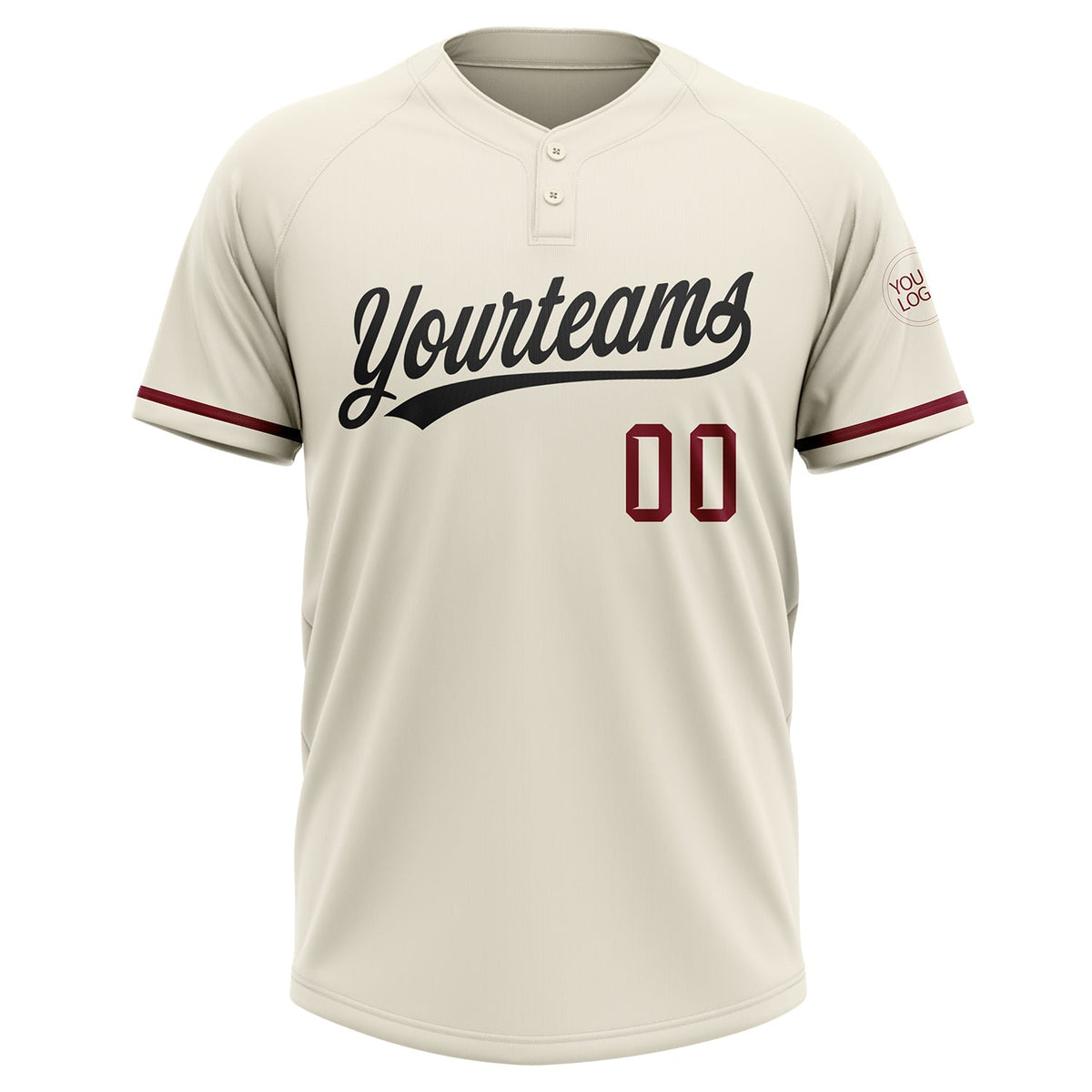 Custom Cream Black-Crimson Two-Button Unisex Softball Jersey Limited