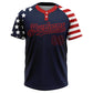 Custom Navy Red-White 3D American Flag Fashion Two-Button Unisex Softball Jersey Limited
