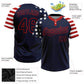 Custom Navy Red-White 3D American Flag Fashion Two-Button Unisex Softball Jersey Limited