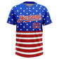 Custom Royal Red-White 3D American Flag Fashion Two-Button Unisex Softball Jersey Limited