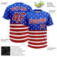 Custom Royal Red-White 3D American Flag Fashion Two-Button Unisex Softball Jersey Limited
