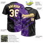 Custom Graffiti Pattern Black Purple-Gold 3D Two-Button Unisex Softball Jersey Limited