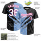 Custom Graffiti Pattern Black Light Blue-Pink 3D Two-Button Unisex Softball Jersey Limited
