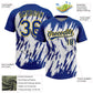 Custom Royal Yellow-White 3D Pattern Abstract Sharp Shape Two-Button Unisex Softball Jersey Limited