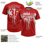 Custom Red White 3D Pattern Dripping Splatter Art Two-Button Unisex Softball Jersey Limited