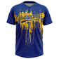 Custom Royal Yellow 3D Pattern Dripping Splatter Art Two-Button Unisex Softball Jersey Limited