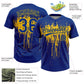 Custom Royal Yellow 3D Pattern Dripping Splatter Art Two-Button Unisex Softball Jersey Limited