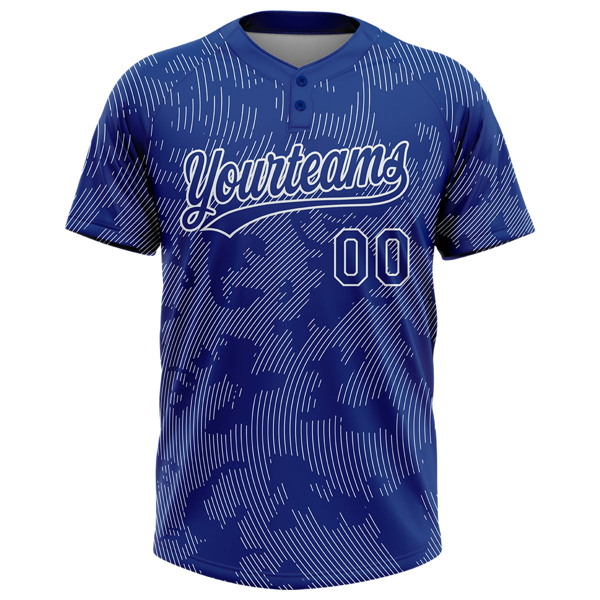Custom Royal White 3D Pattern Curve Lines Two-Button Unisex Softball Jersey Limited
