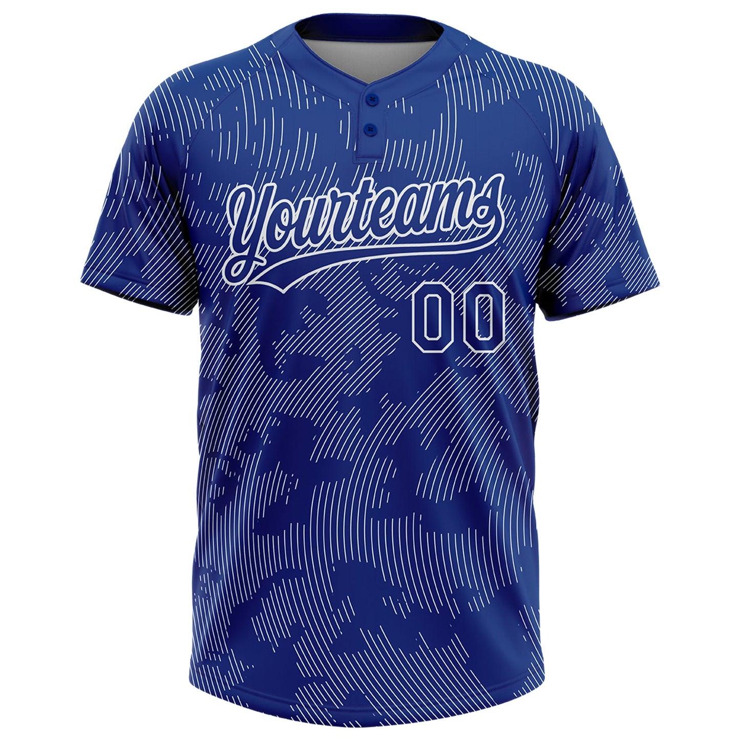 Custom Royal White 3D Pattern Curve Lines Two-Button Unisex Softball Jersey Limited