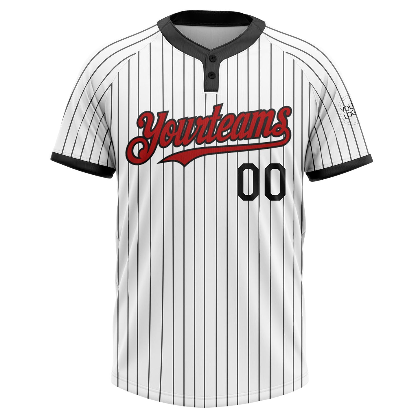 Custom White Black Pinstripe Red Two-Button Unisex Softball Jersey Limited