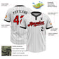 Custom White Black Pinstripe Red Two-Button Unisex Softball Jersey Limited