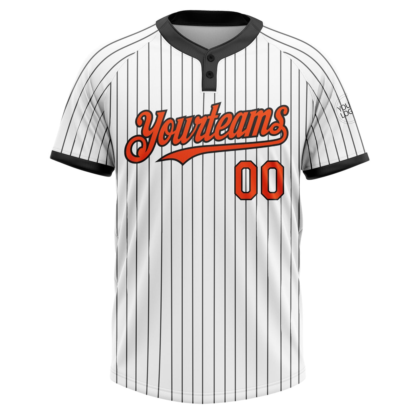 Custom White Black Pinstripe Orange Two-Button Unisex Softball Jersey Limited