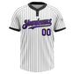 Custom White Black Pinstripe Purple Two-Button Unisex Softball Jersey Limited