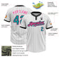 Custom White Black Pinstripe Teal-Pink Two-Button Unisex Softball Jersey Limited
