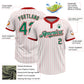 Custom White Red Pinstripe Kelly Green Two-Button Unisex Softball Jersey Limited
