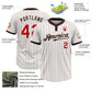 Custom White Brown Pinstripe Red Two-Button Unisex Softball Jersey Limited