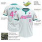 Custom White Teal Pinstripe Pink Two-Button Unisex Softball Jersey Limited