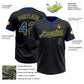 Custom Black Royal Pinstripe Yellow Two-Button Unisex Softball Jersey Limited