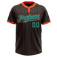 Custom Black Orange Pinstripe Aqua Two-Button Unisex Softball Jersey Limited
